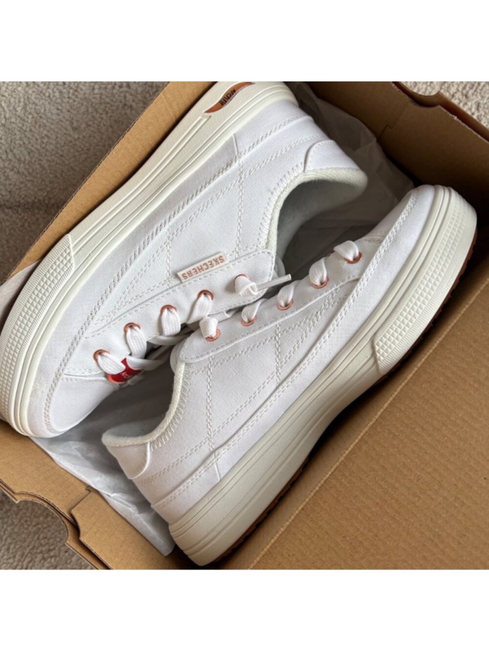 Skechers Arch Fit Arcade Sneakers White Vegan Comfort Shoes NIB sz 8 - Picture 6 of 6